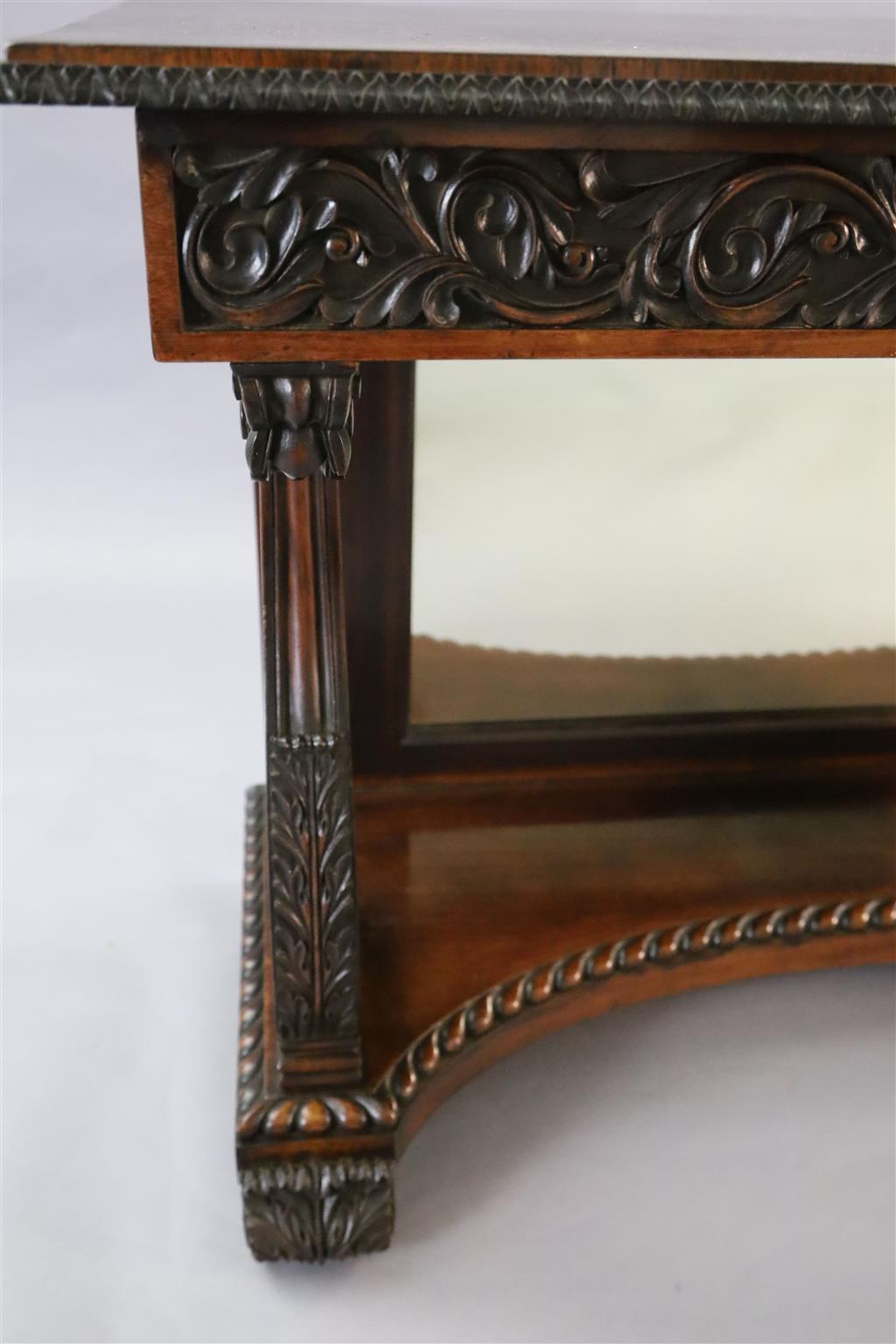 An early 19th century Anglo Indian padouk wood console table, W.4ft 2in. D.1ft 8.5in H.2ft 7.5in.